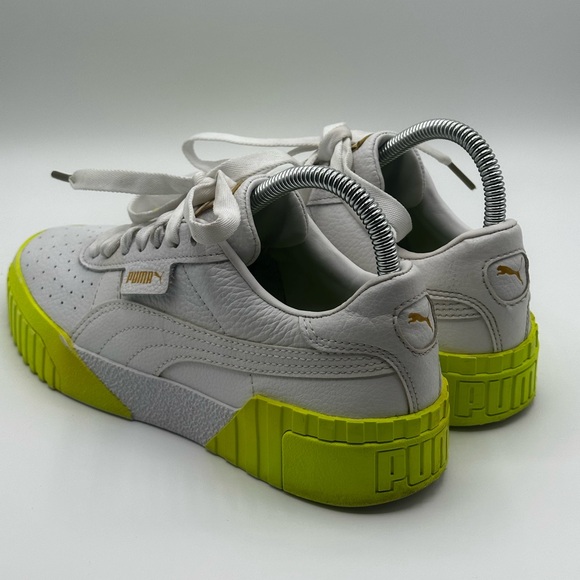 Puma Carina Leather Neon Yellow Sole - Picture 4 of 6